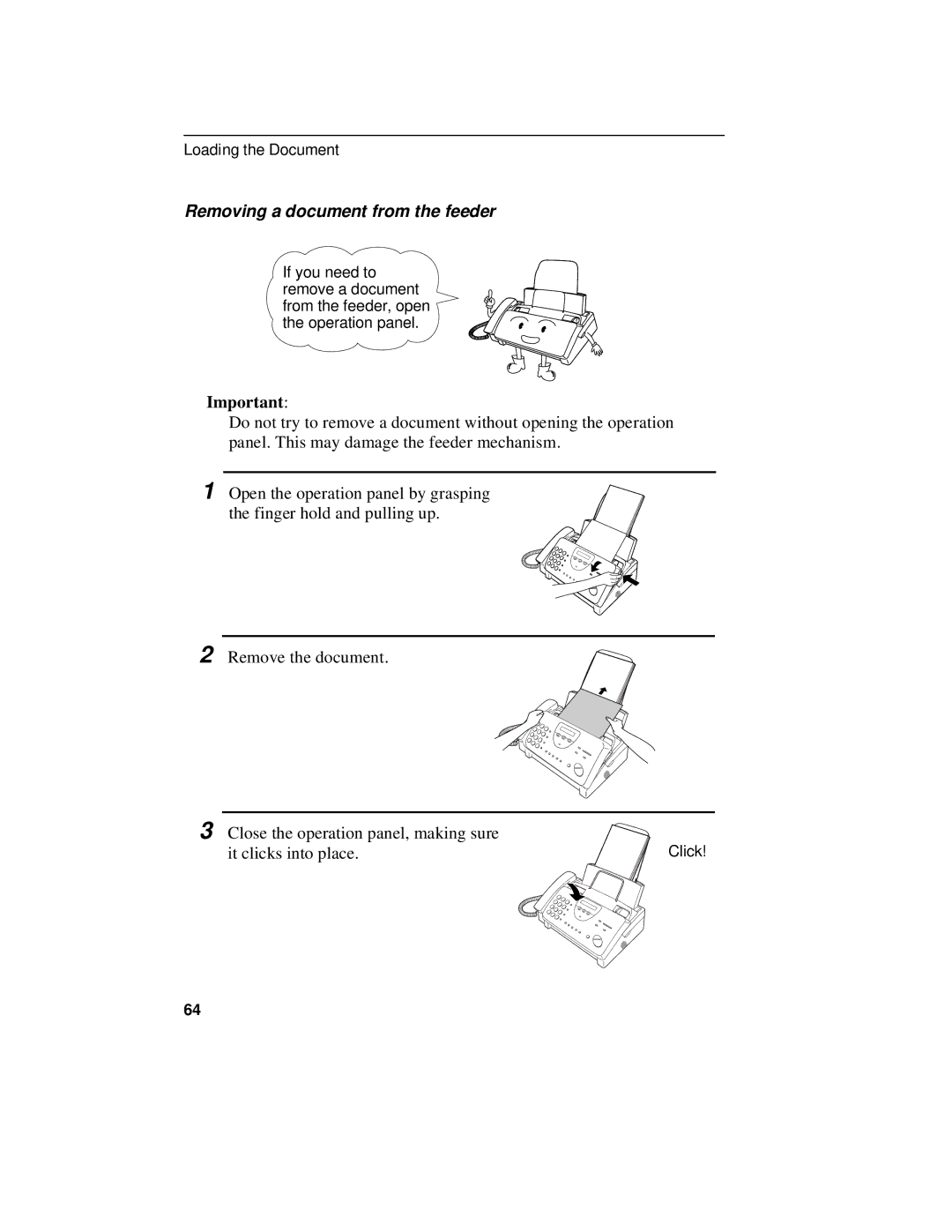 Sharp UX-470 operation manual Removing a document from the feeder 