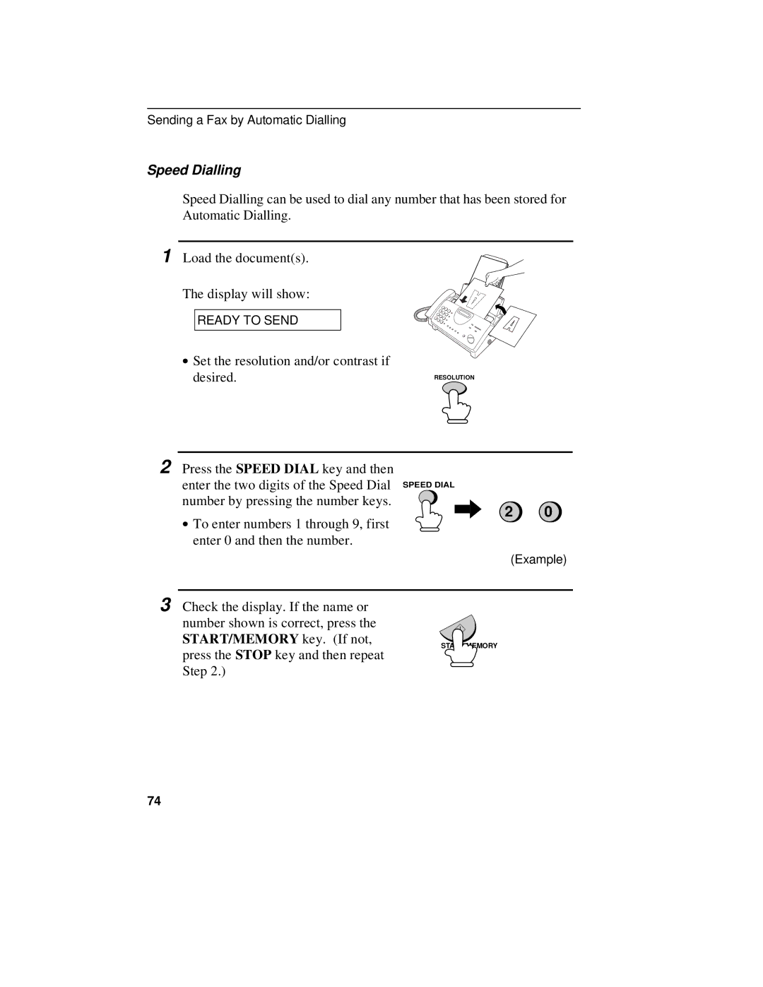 Sharp UX-470 operation manual Speed Dialling, START/MEMORY key. If not 