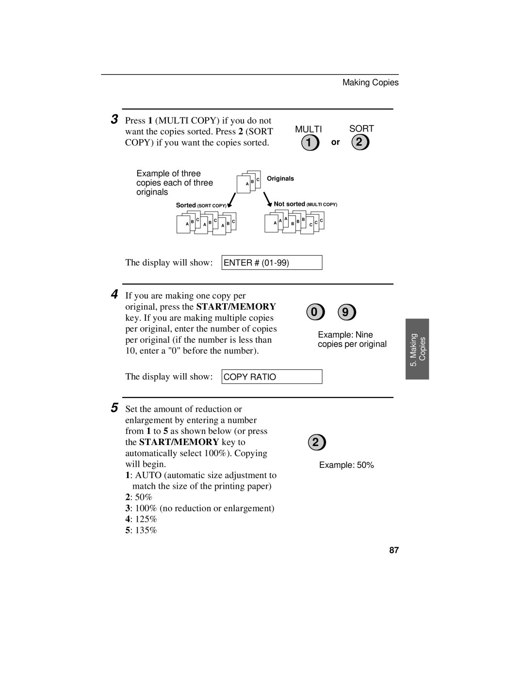 Sharp UX-470 operation manual Press 1 Multi Copy if you do not 