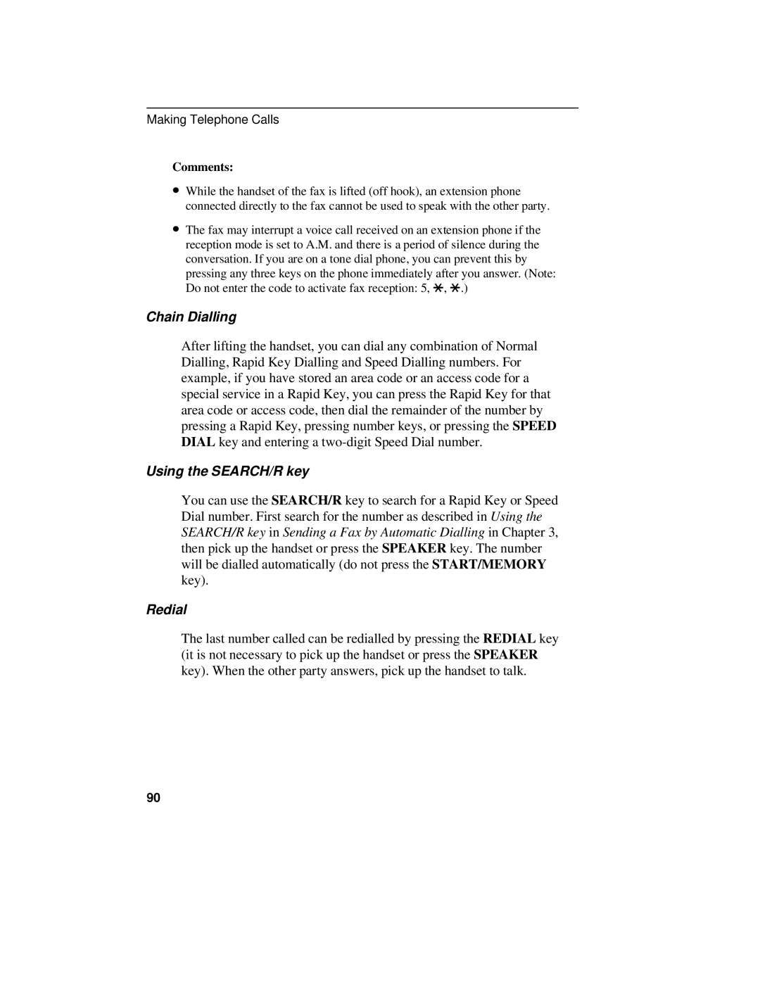 Sharp UX-470 operation manual Chain Dialling, Redial 