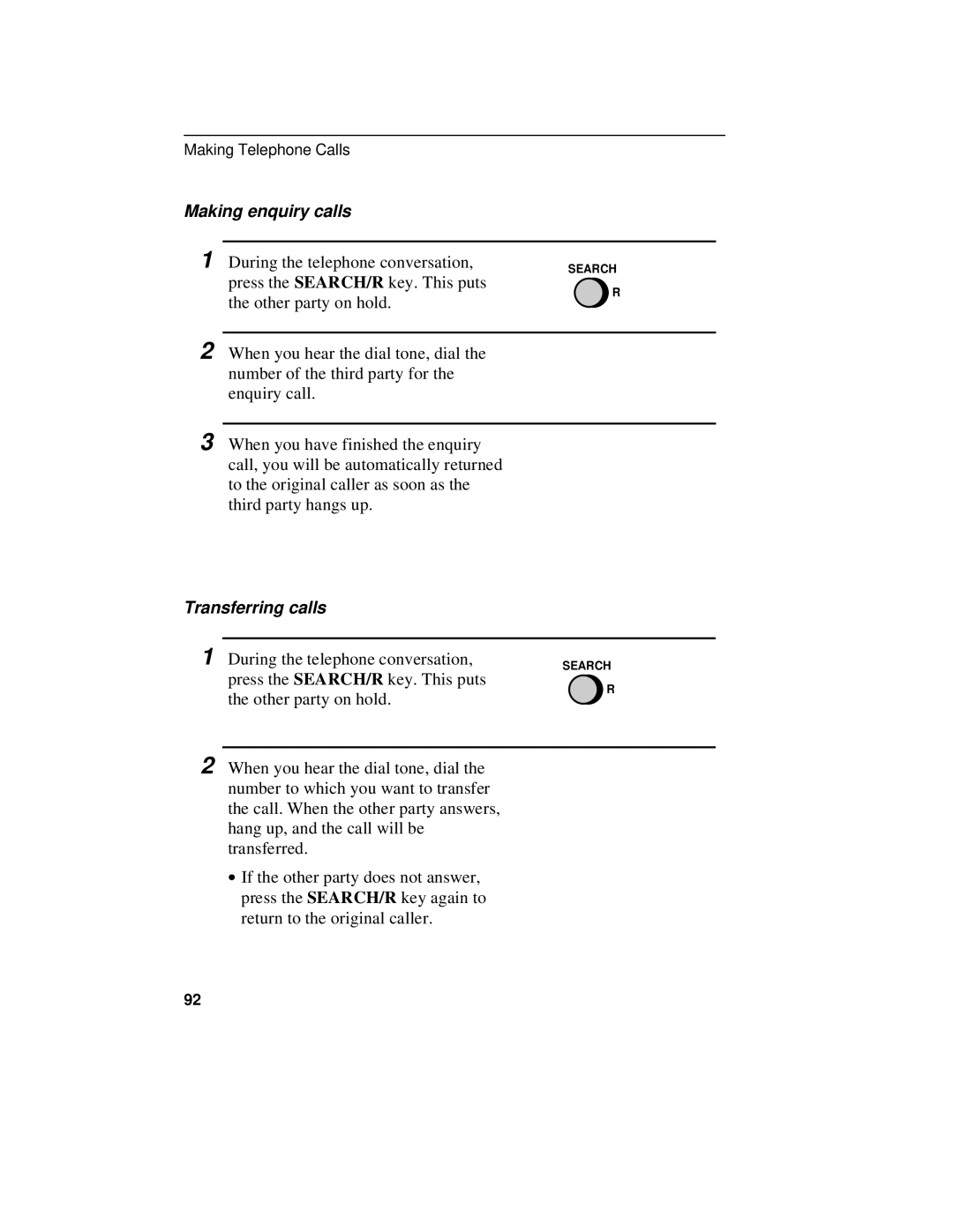 Sharp UX-470 operation manual Making enquiry calls, Transferring calls 