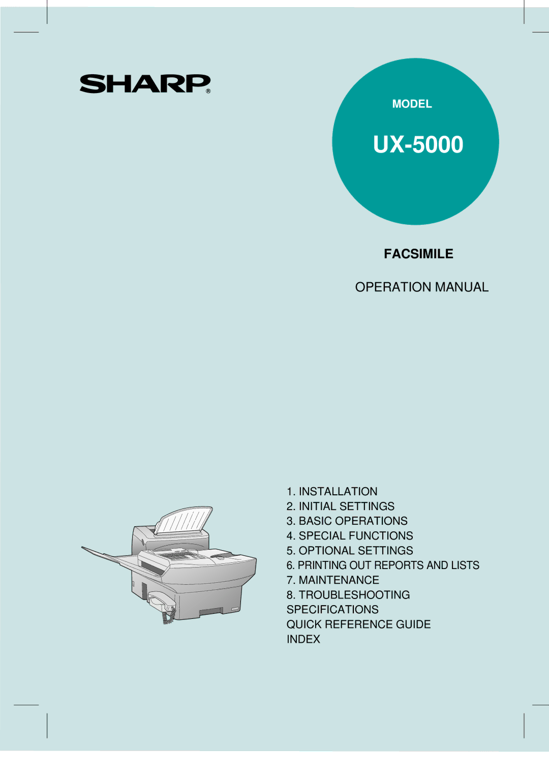 Sharp UX-5000 operation manual 