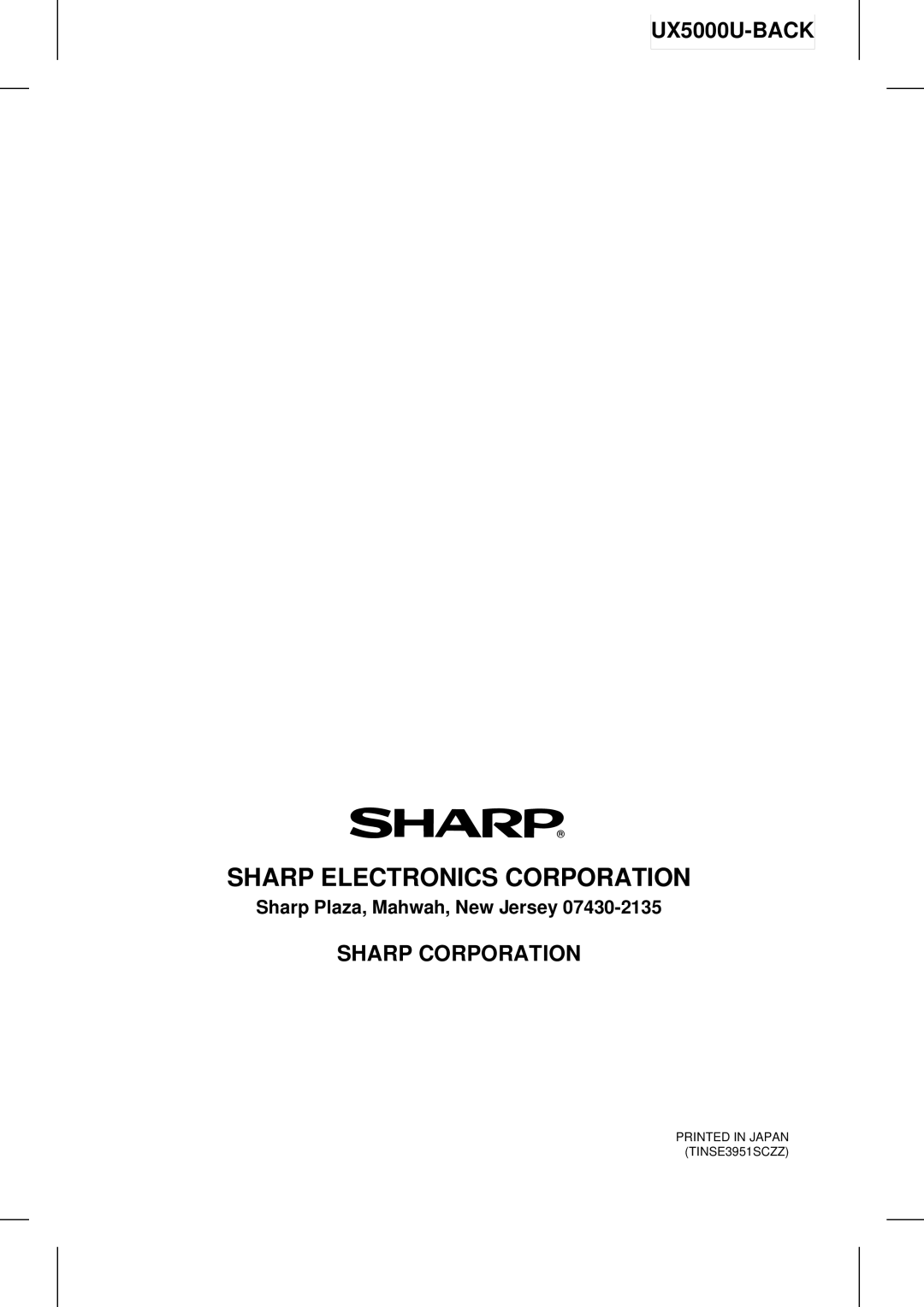 Sharp UX-5000 operation manual Sharp Electronics Corporation 