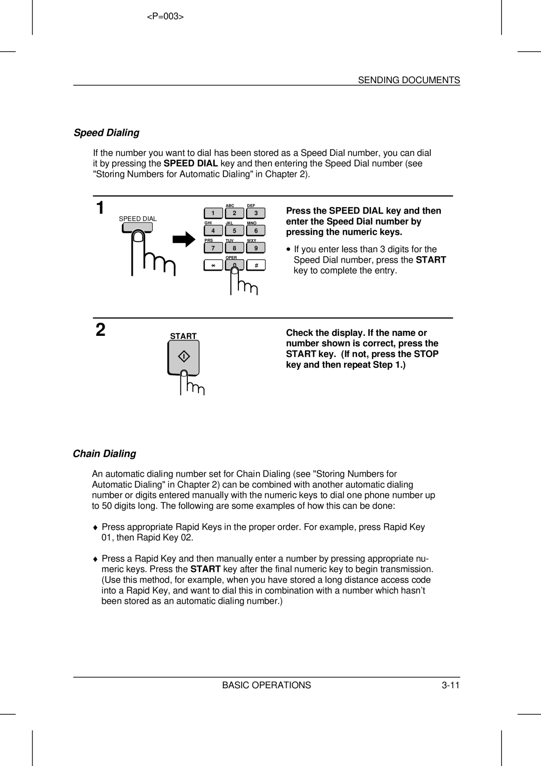 Sharp UX-5000 operation manual Speed Dialing, Chain Dialing 