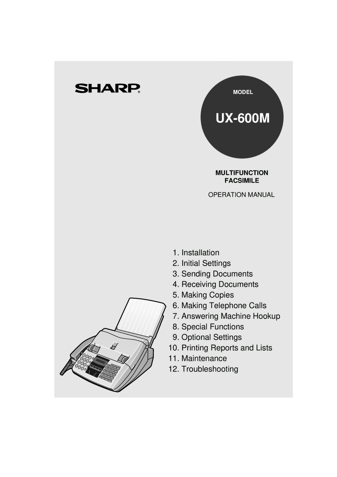 Sharp UX-600M operation manual 