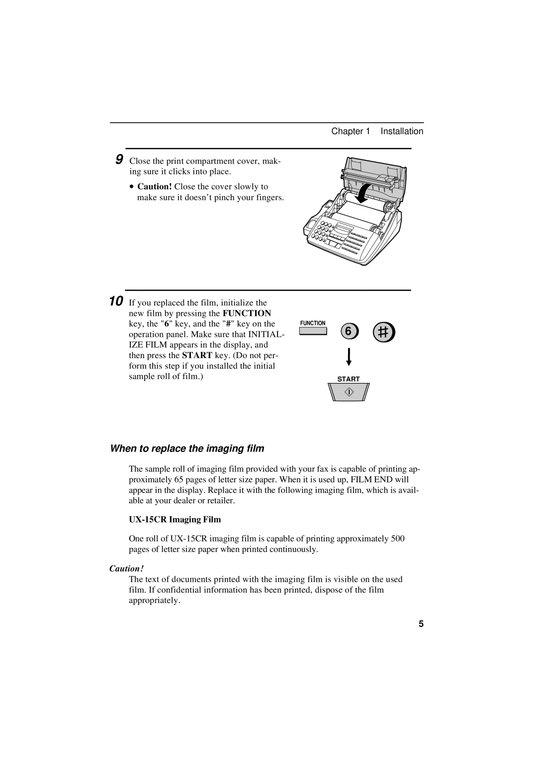 Sharp UX-600M operation manual When to replace the imaging film, UX-15CR Imaging Film 