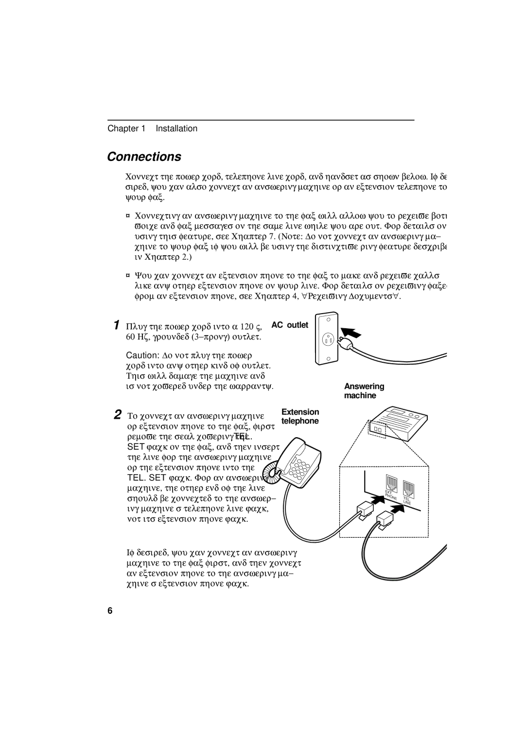 Sharp UX-600M operation manual Connections, AC outlet 