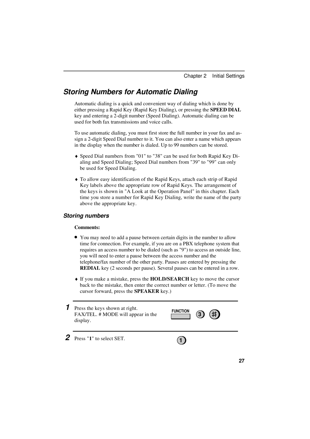 Sharp UX-600M operation manual Storing Numbers for Automatic Dialing, Storing numbers 