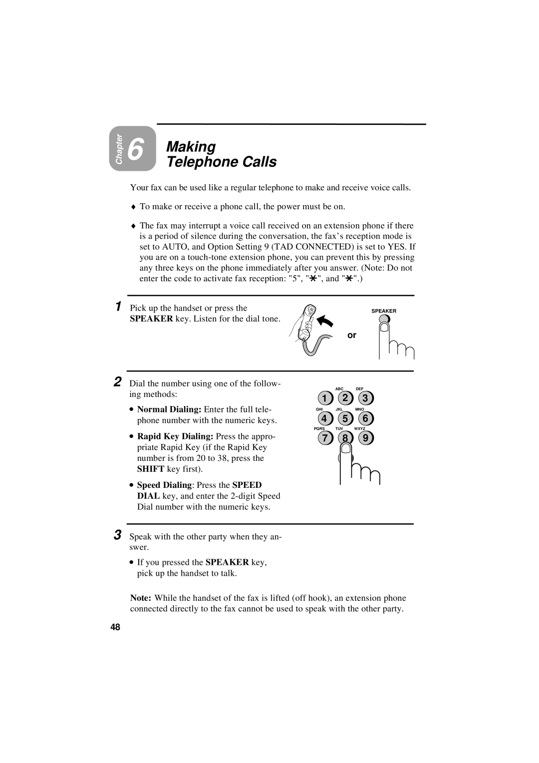 Sharp UX-600M operation manual Making Telephone Calls, Rapid Key Dialing Press the appro 