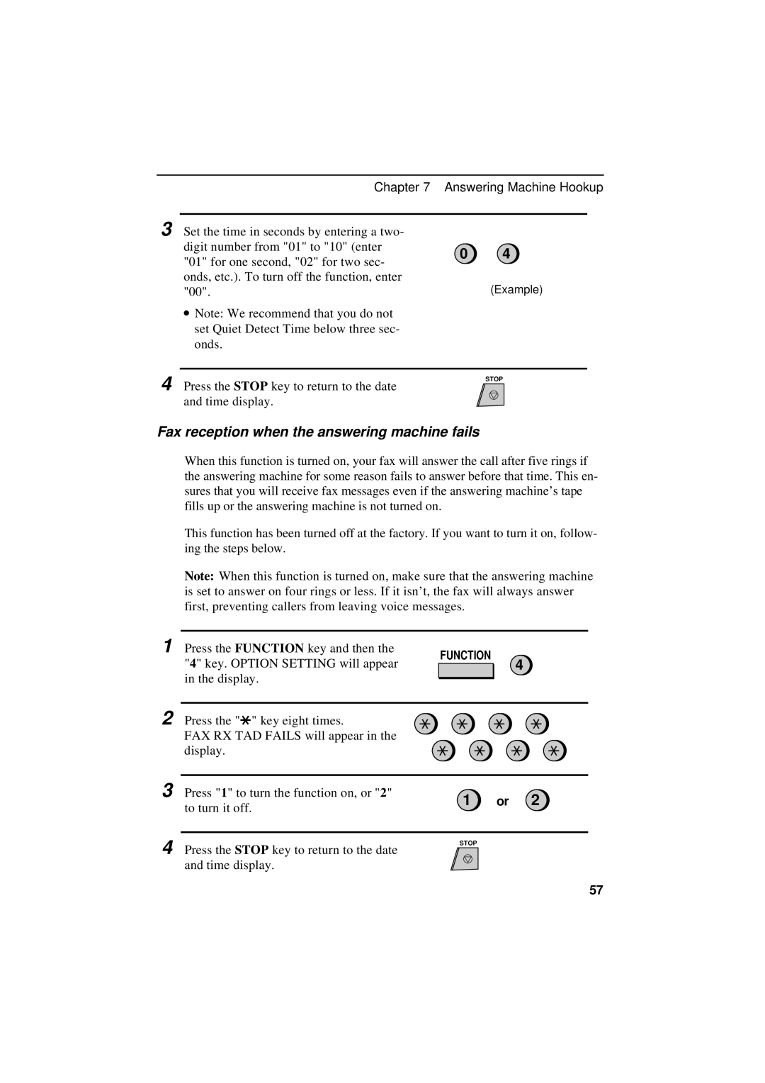 Sharp UX-600M operation manual Fax reception when the answering machine fails 