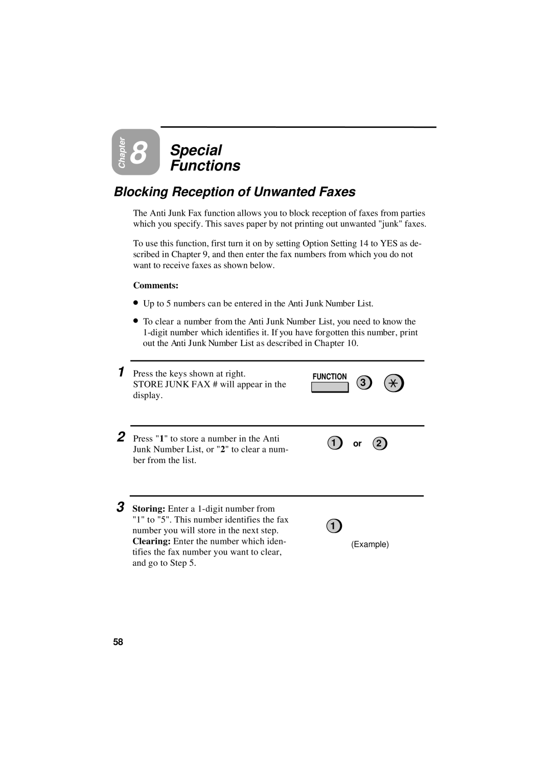 Sharp UX-600M operation manual Special Functions, Blocking Reception of Unwanted Faxes 