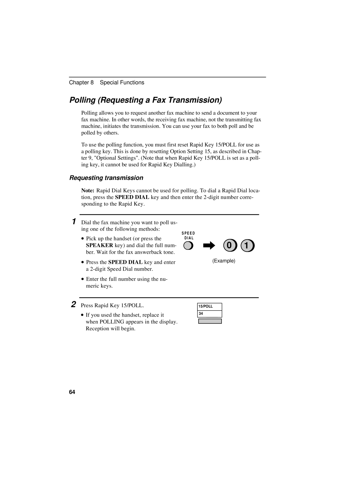 Sharp UX-600M operation manual Polling Requesting a Fax Transmission, Requesting transmission 