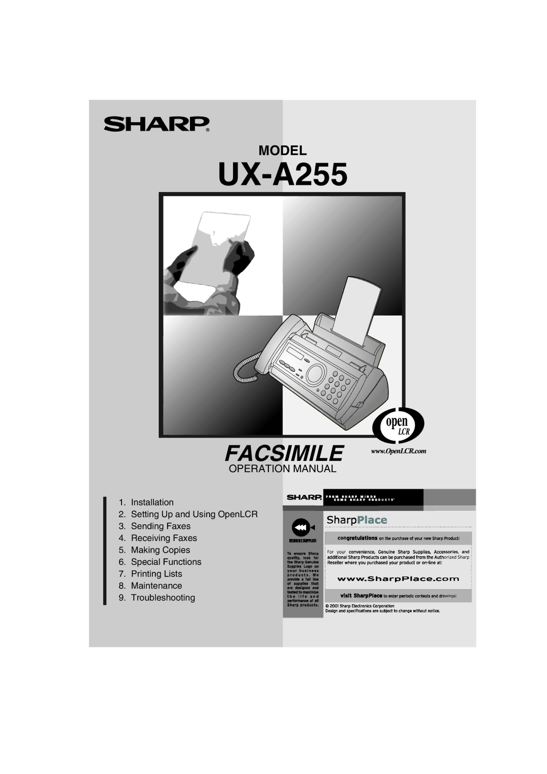 Sharp UX-A255 operation manual 