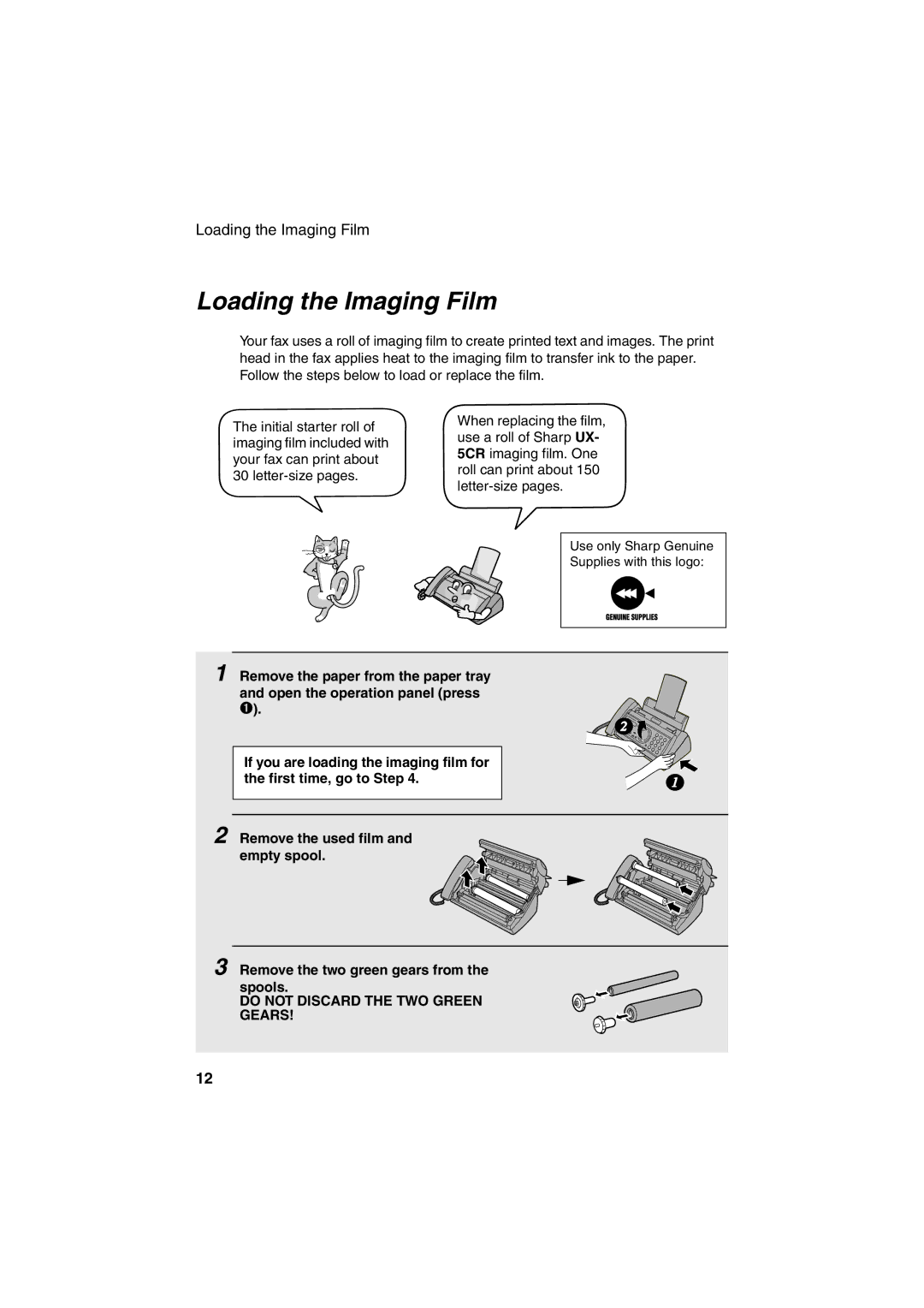 Sharp UX-A255 operation manual Loading the Imaging Film 