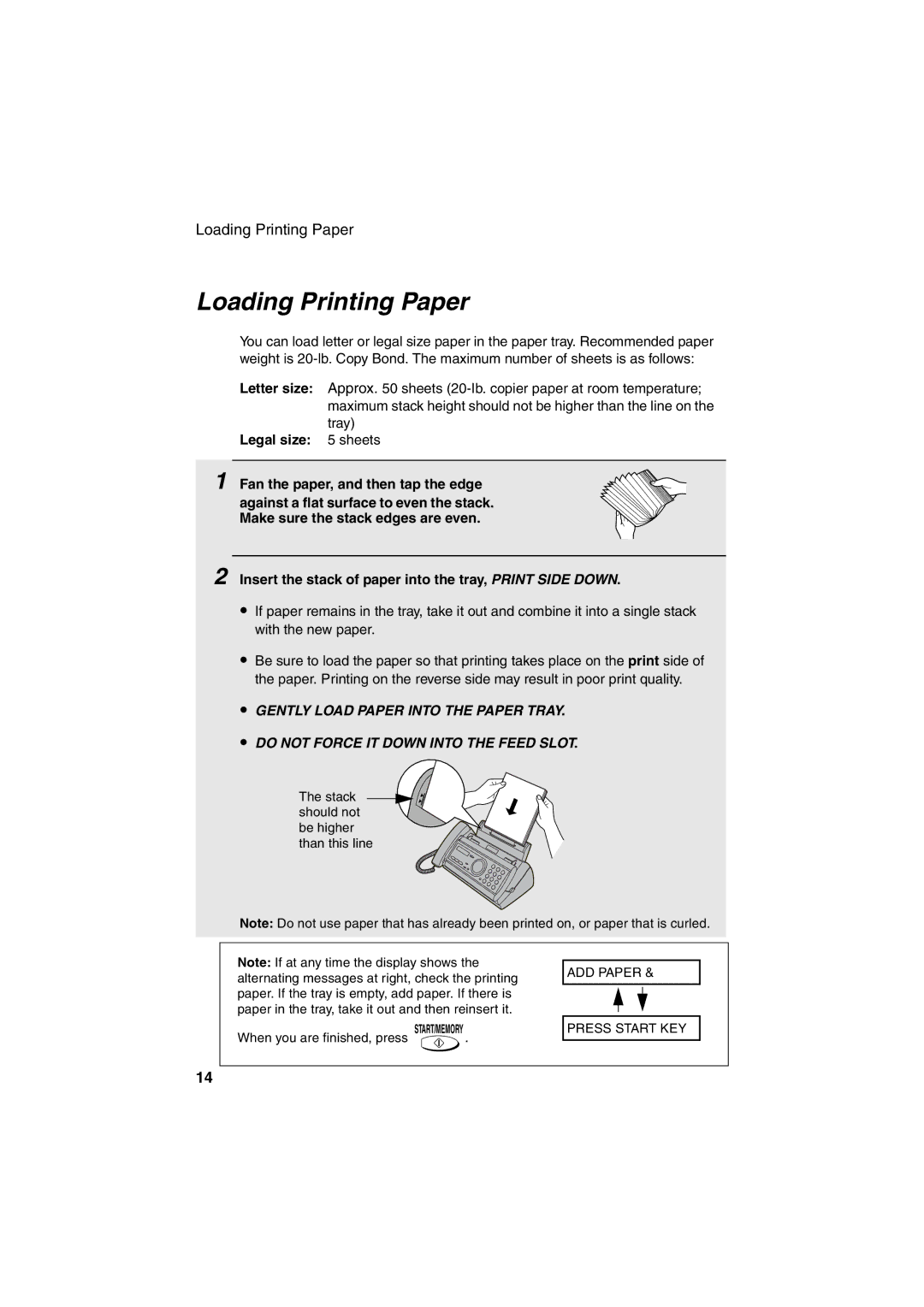 Sharp UX-A255 operation manual Loading Printing Paper 