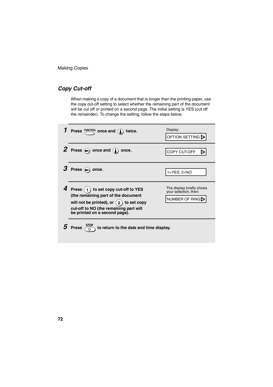 Sharp UX-A255 operation manual Copy Cut-off, Making Copies 