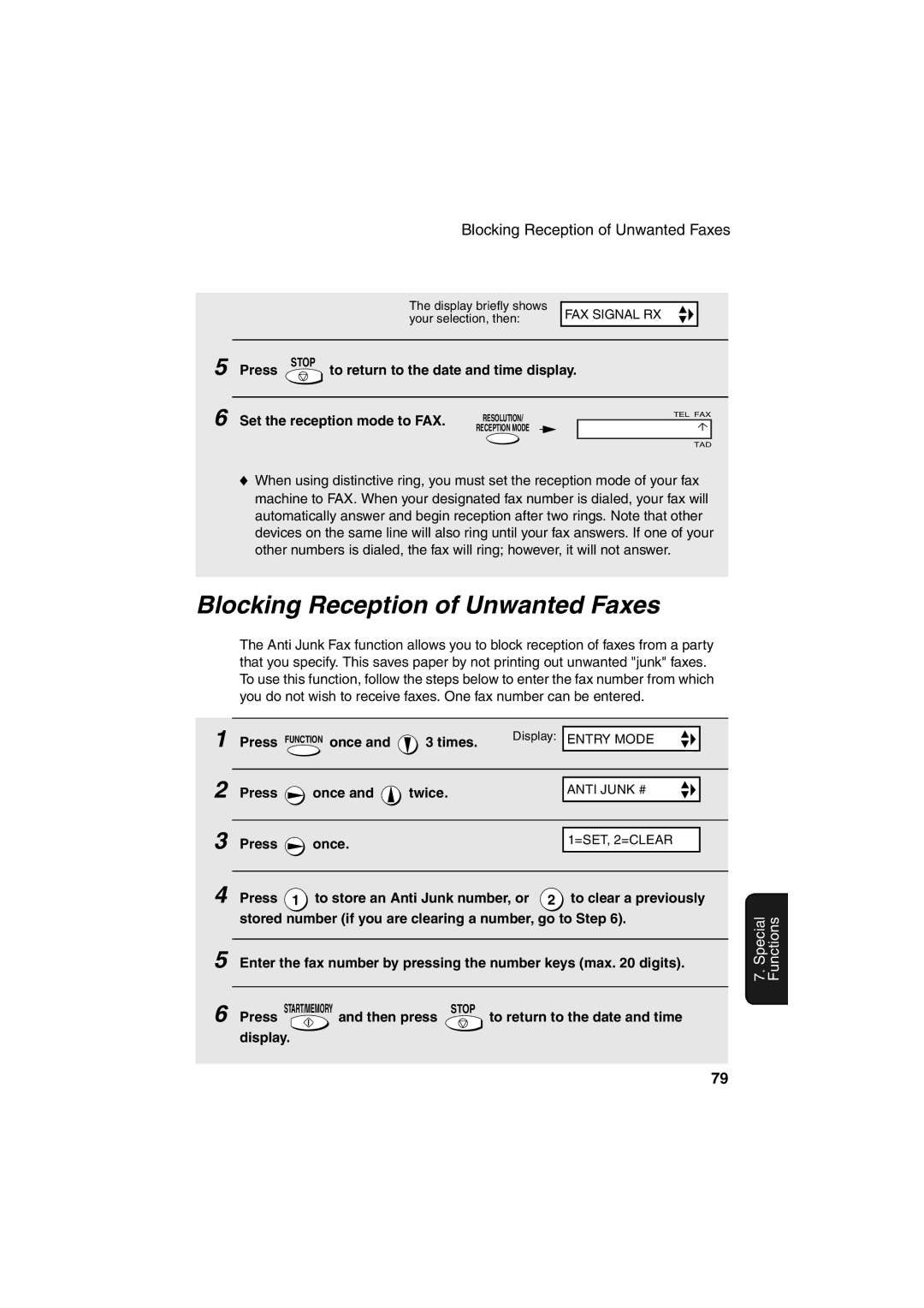 Sharp UX-A255 operation manual Blocking Reception of Unwanted Faxes 