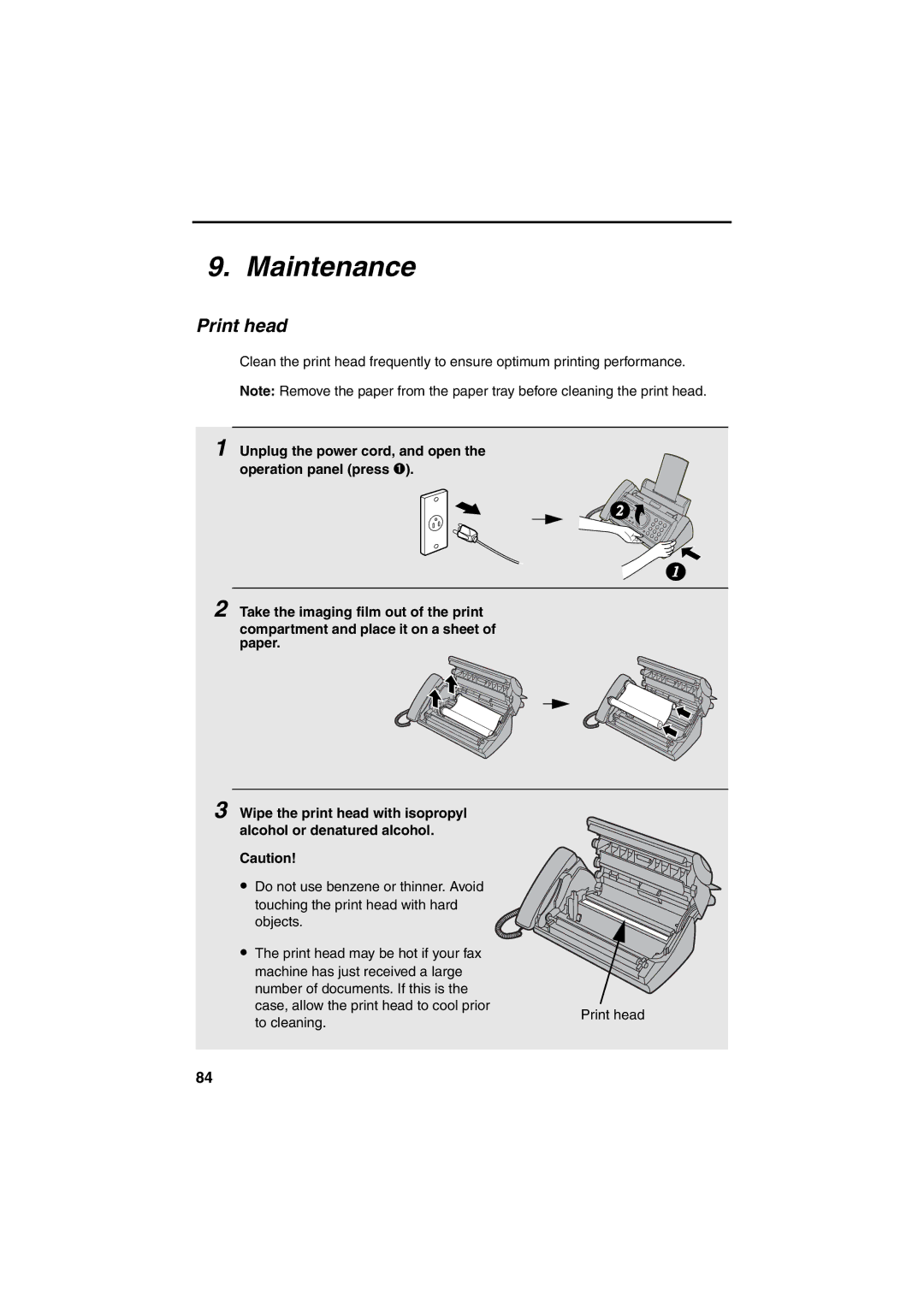 Sharp UX-A255 operation manual Maintenance, Print head 