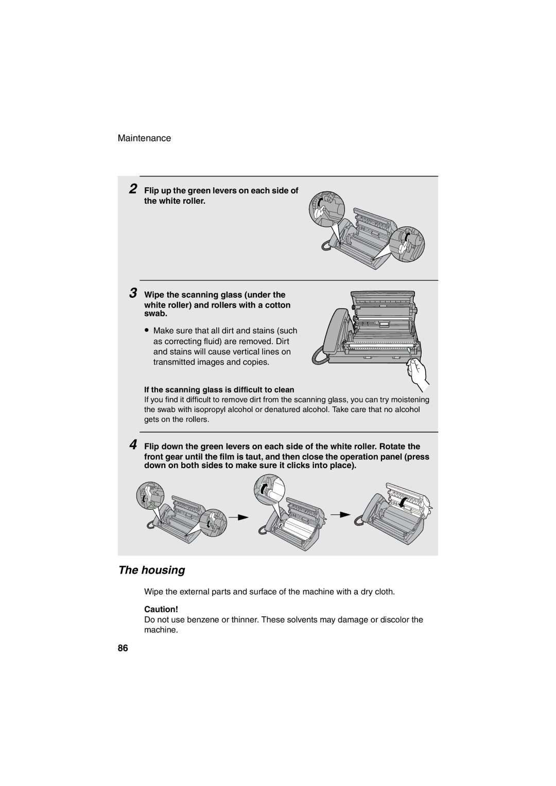 Sharp UX-A255 operation manual Housing, If the scanning glass is difficult to clean 