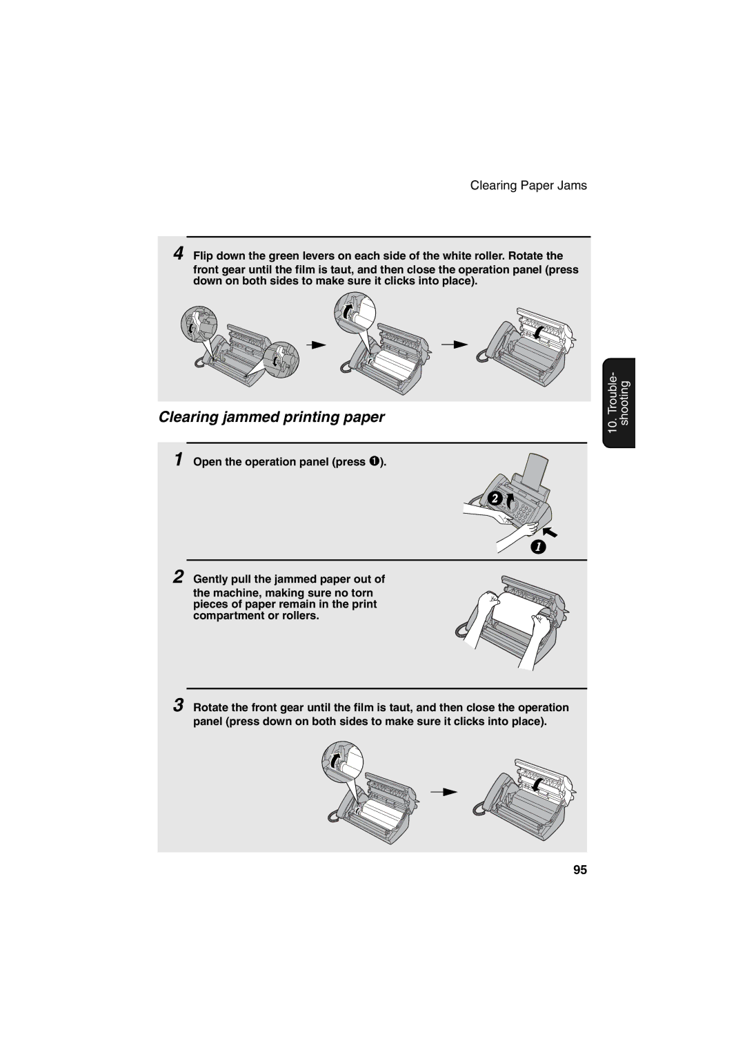 Sharp UX-A255 operation manual Clearing jammed printing paper 