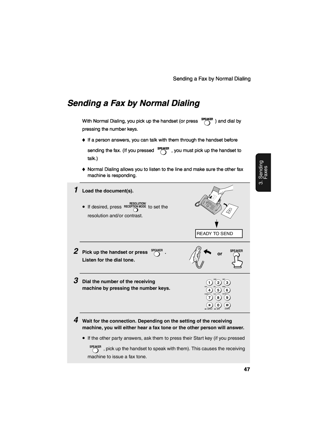 Sharp UX-A260 manual Sending a Fax by Normal Dialing, Faxes 