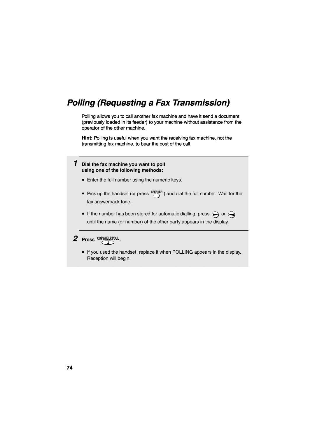 Sharp UX-A260 manual Polling Requesting a Fax Transmission 
