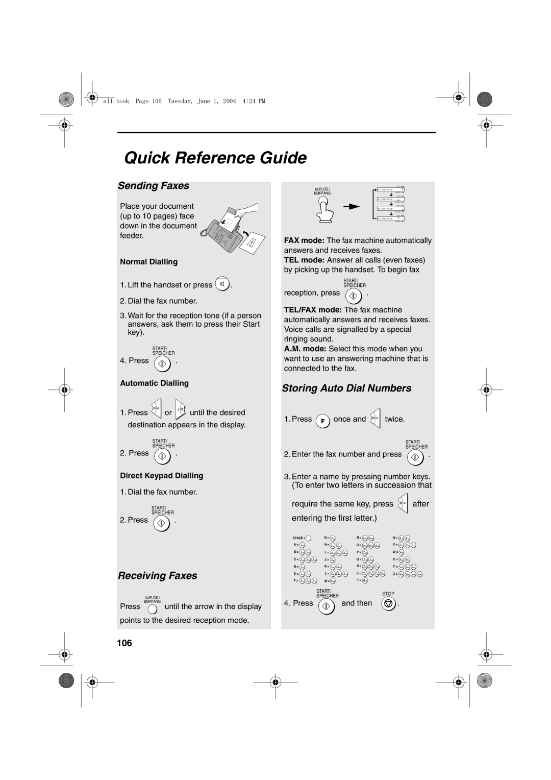 Sharp UX-B30 manual Quick Reference Guide, Sending Faxes 