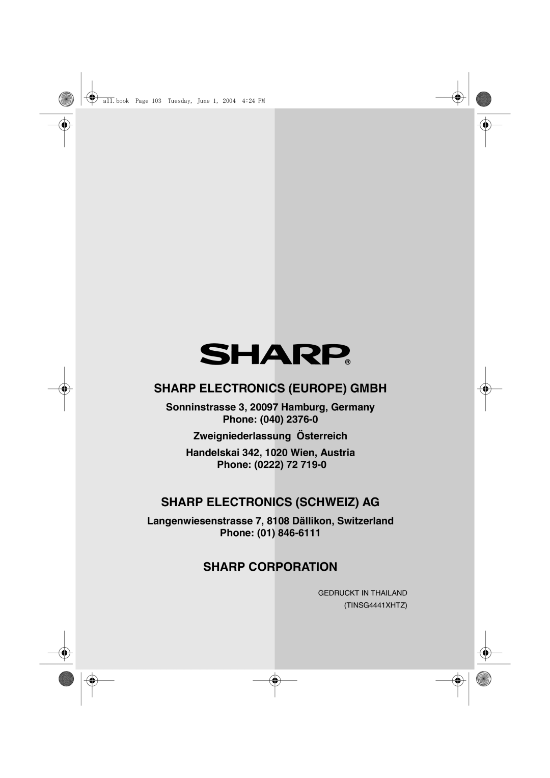 Sharp UX-B30 manual Sharp Electronics Schweiz AG 