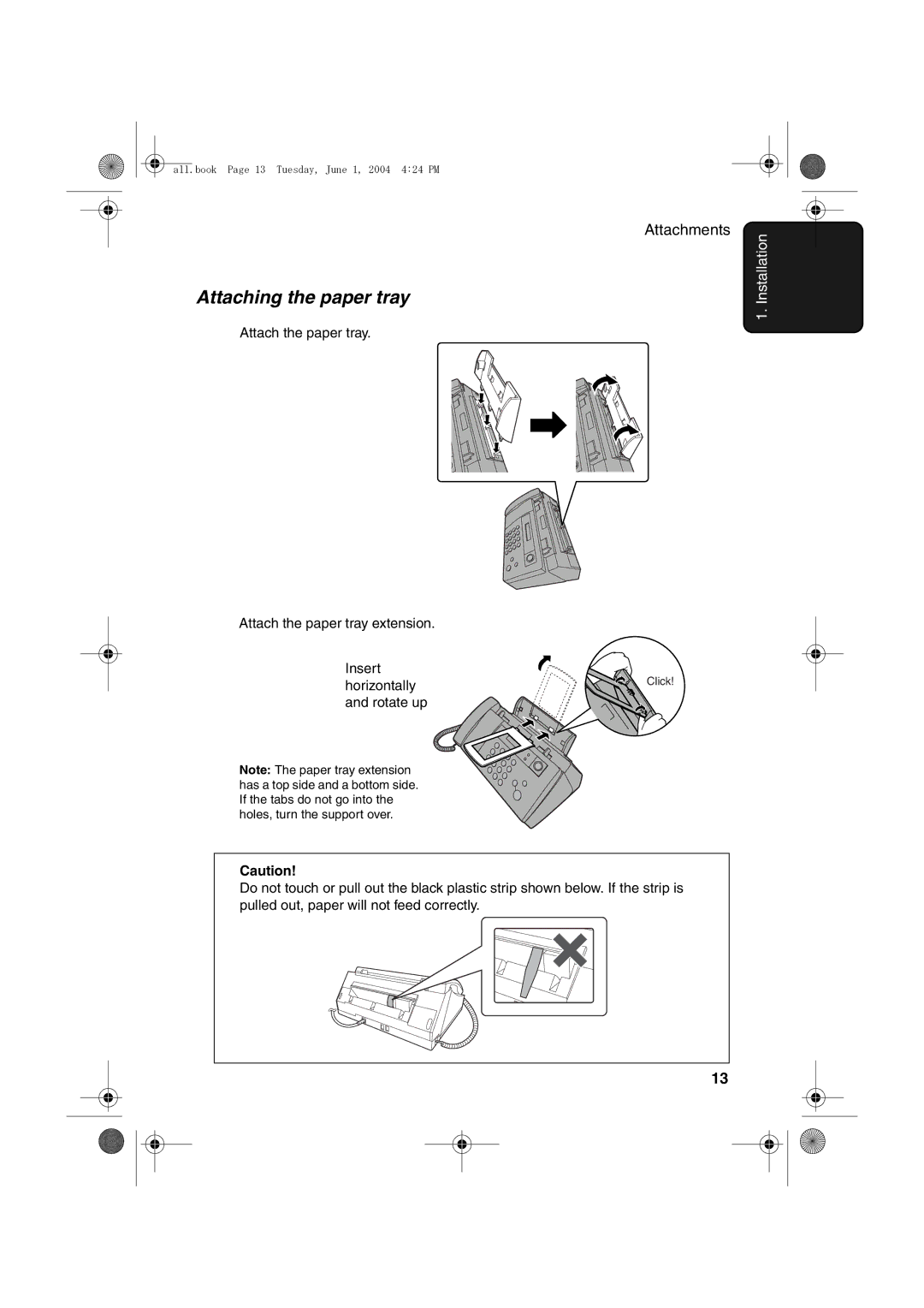 Sharp UX-B30 manual Attaching the paper tray 