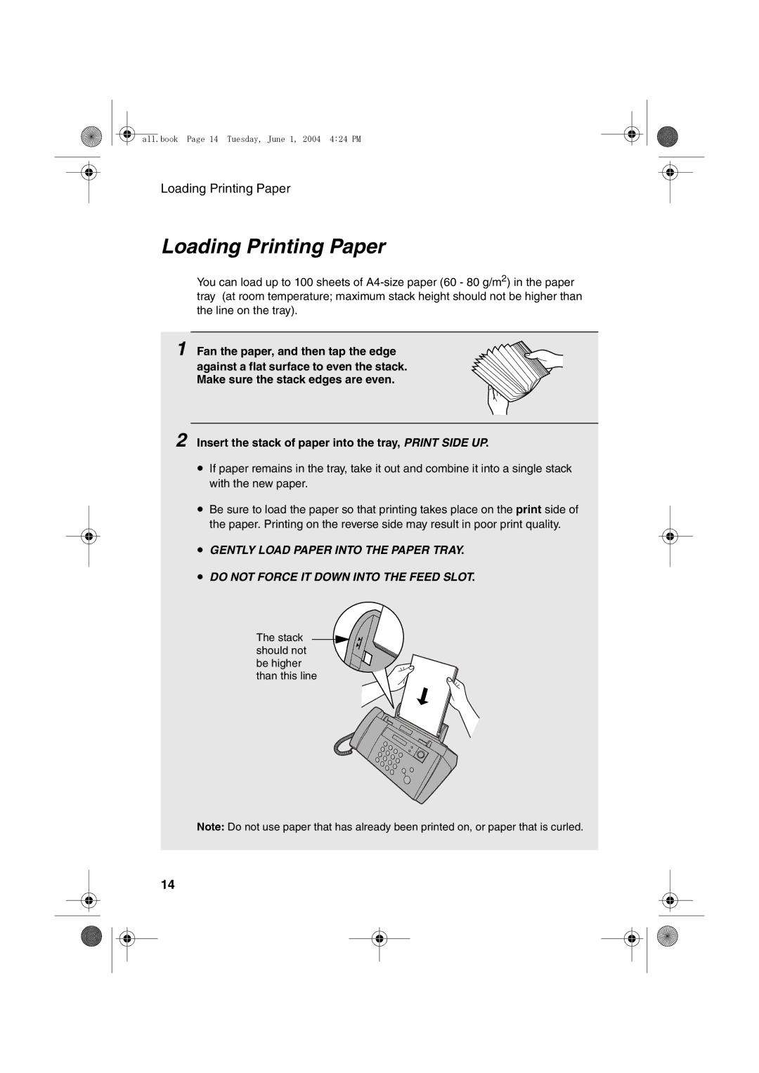 Sharp UX-B30 manual Loading Printing Paper 