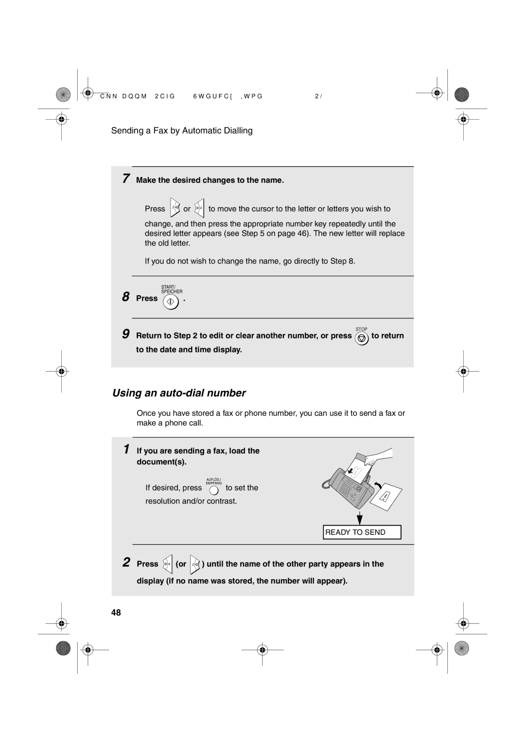 Sharp UX-B30 Using an auto-dial number, Make the desired changes to the name, If you are sending a fax, load the documents 