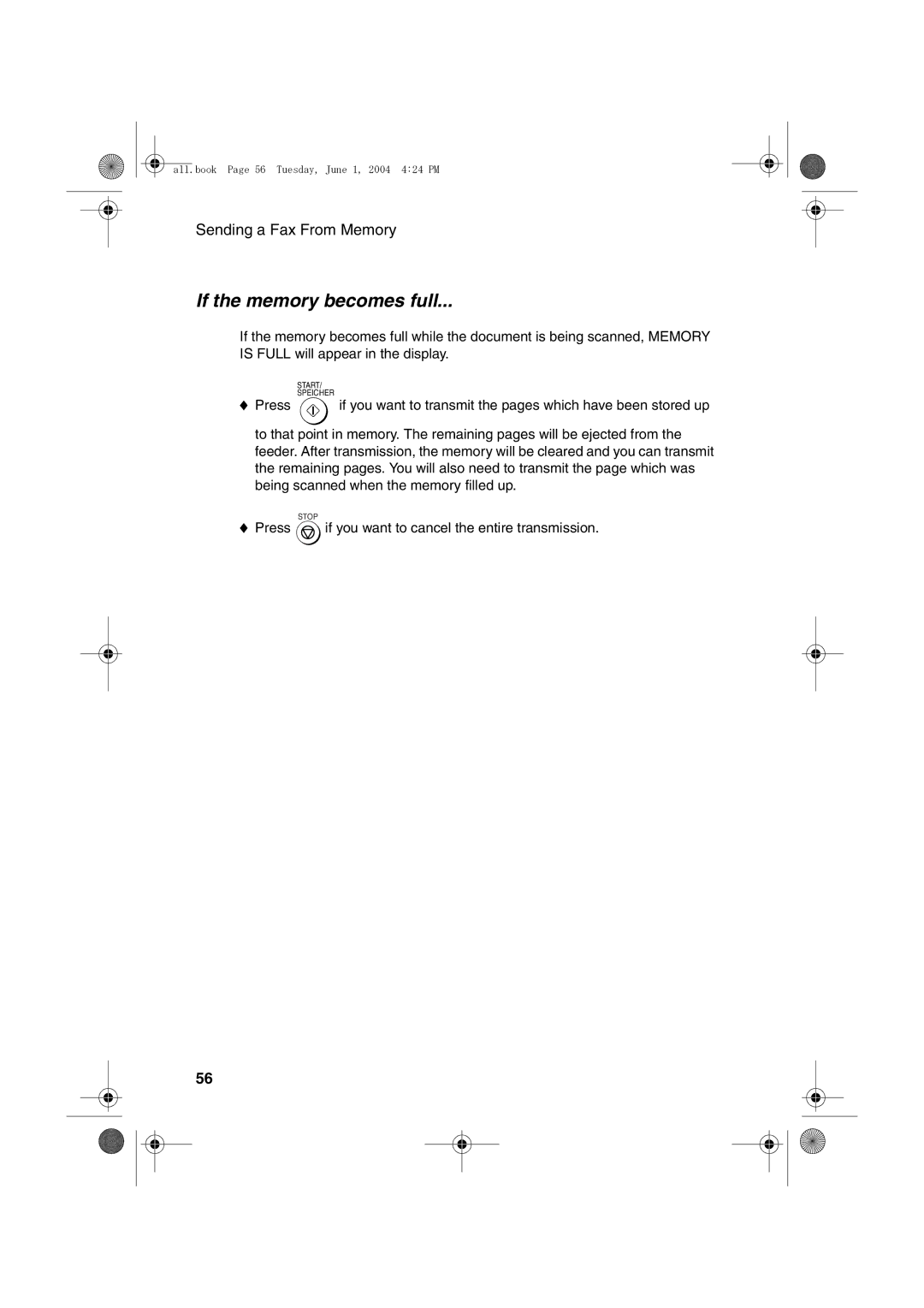 Sharp UX-B30 manual If the memory becomes full 