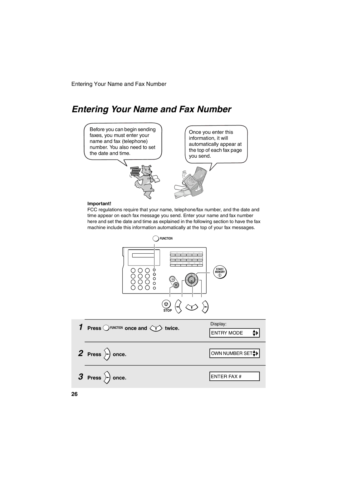 Sharp UX-B700 manual Entering Your Name and Fax Number, Press 