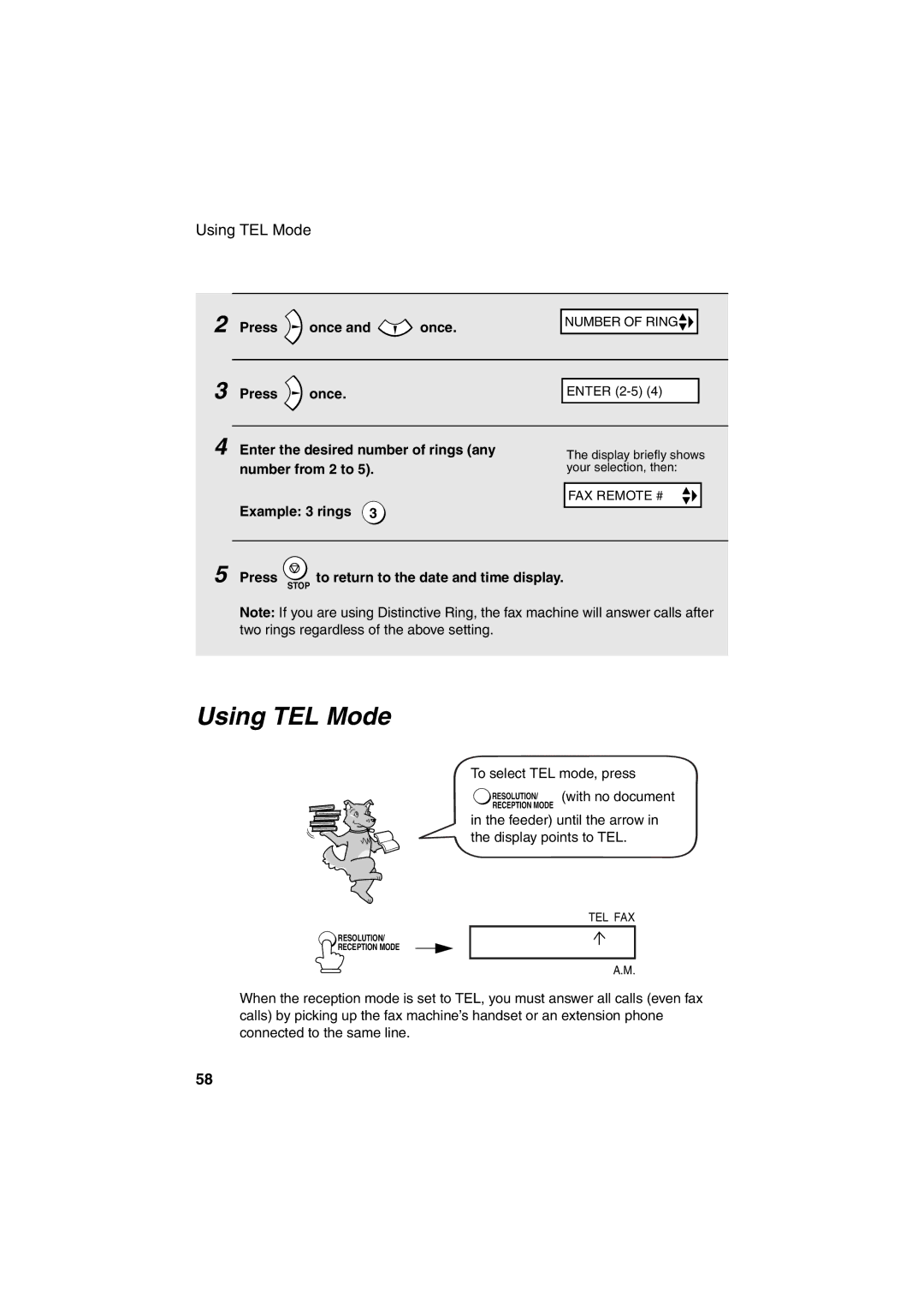 Sharp UX-B700 manual Using TEL Mode 