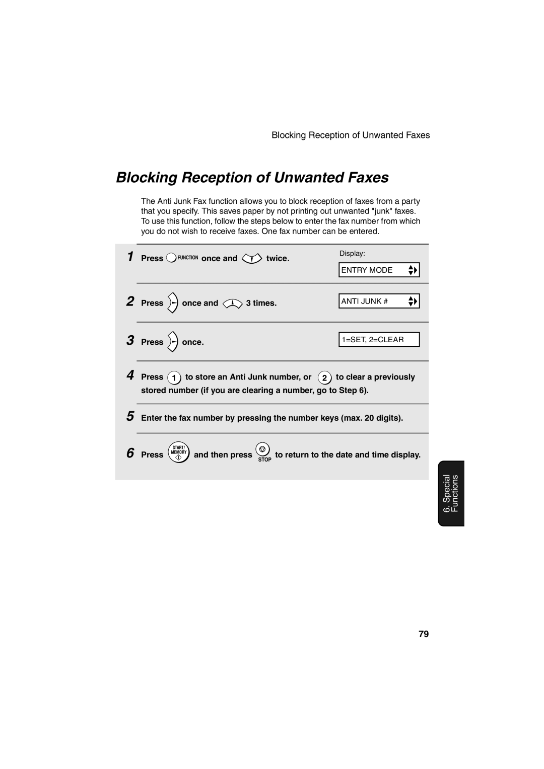 Sharp UX-B700 manual Blocking Reception of Unwanted Faxes, Twice 