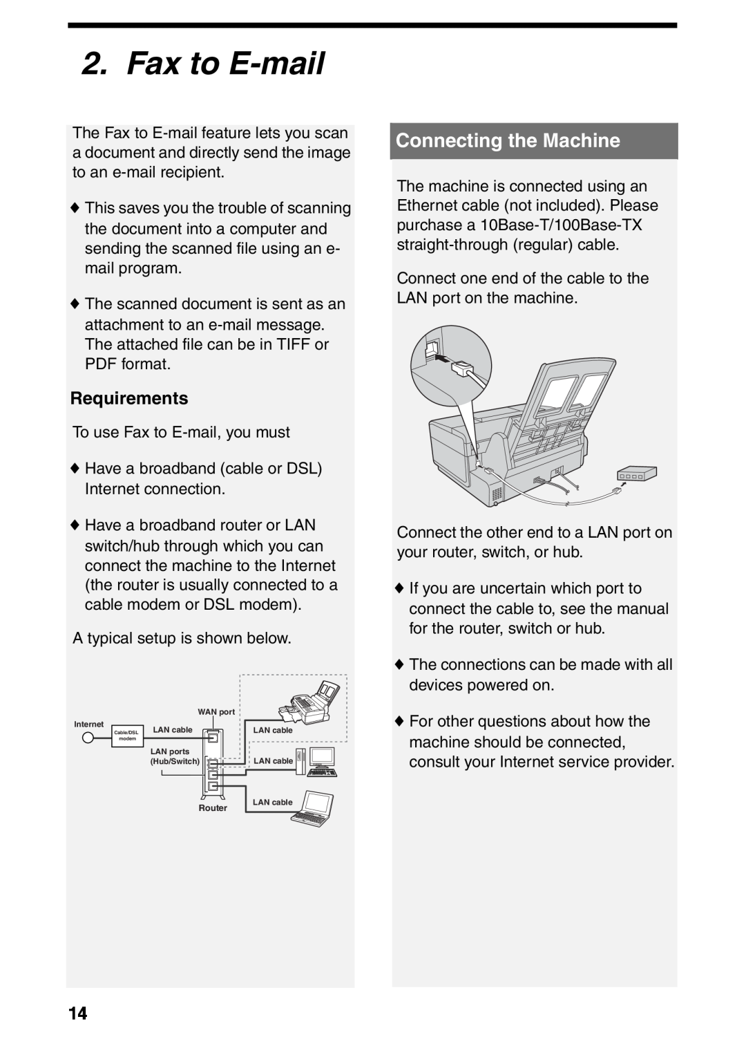 Sharp UX-B800SE operation manual Fax to E-mail, Connecting the Machine 