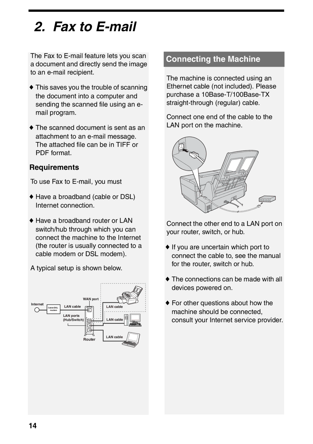 Sharp UX-B800SE operation manual Fax to E-mail, Connecting the Machine, Requirements 