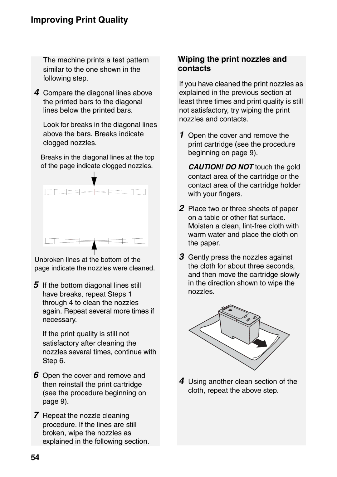 Sharp UX-B800SE operation manual Wiping the print nozzles and contacts 