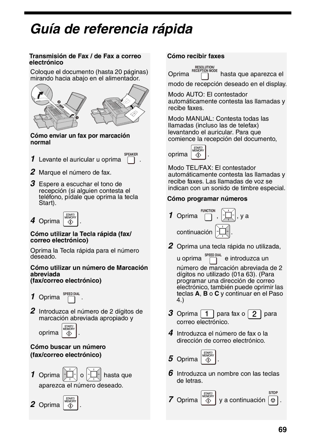 Sharp UX-B800SE operation manual Guía de referencia rápida, Cómo enviar un fax por marcación normal 