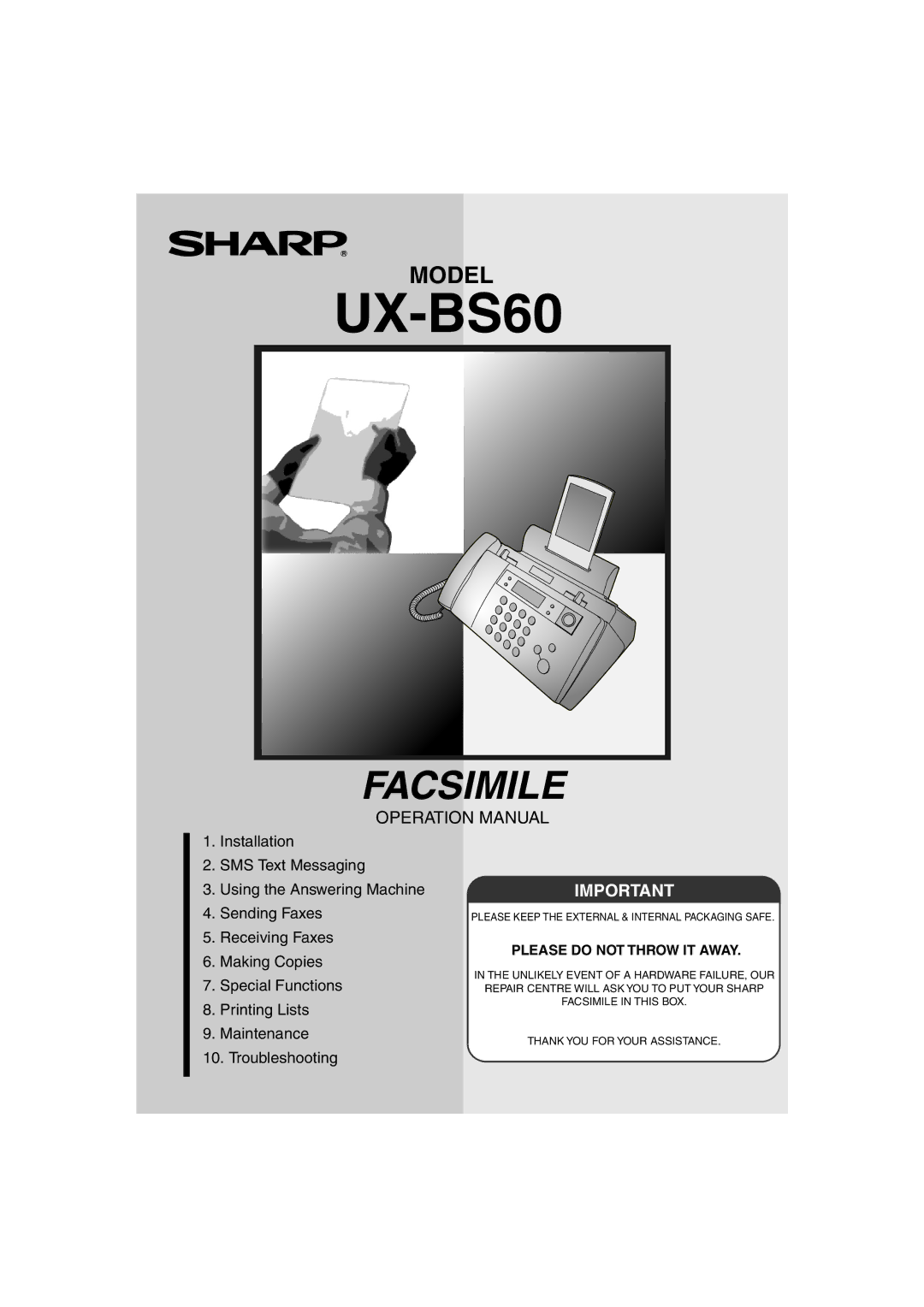 Sharp UX-BS60 operation manual 