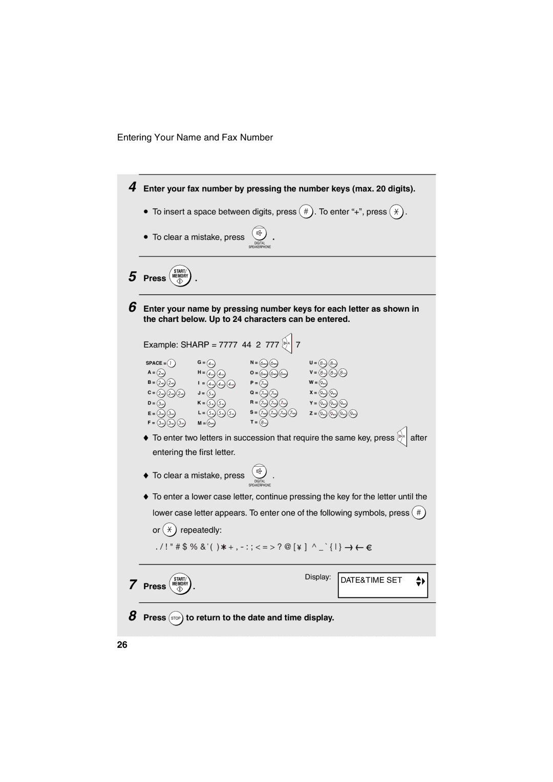 Sharp UX-BS60 operation manual Enter your fax number by pressing the number keys max digits 