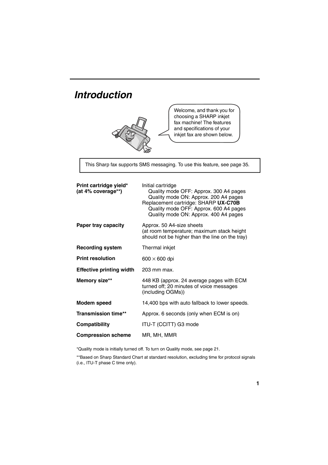 Sharp UX-BS60 operation manual Introduction, At 4% coverage 