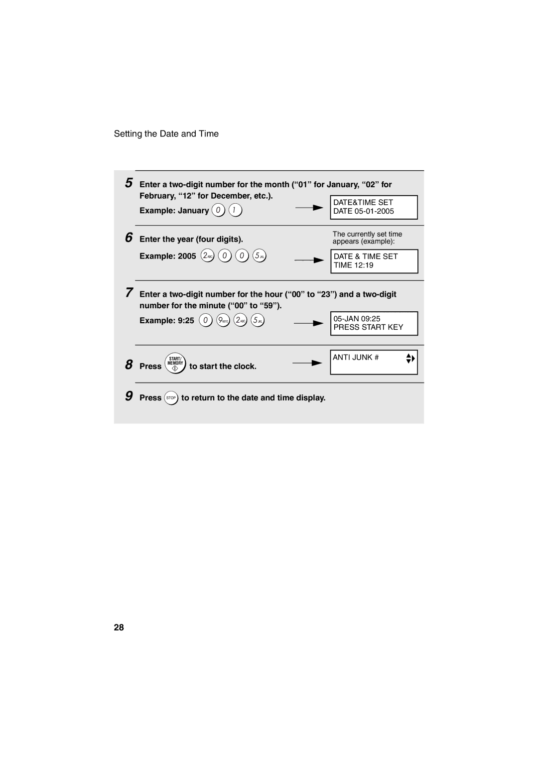 Sharp UX-BS60 operation manual Enter the year four digits Example 