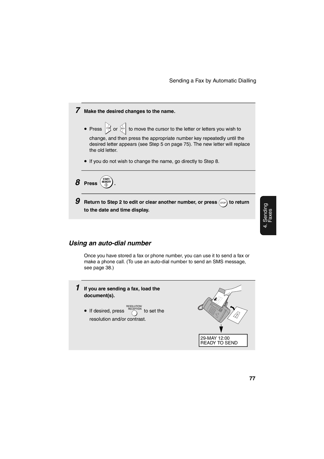 Sharp UX-BS60 operation manual Using an auto-dial number, Make the desired changes to the name 