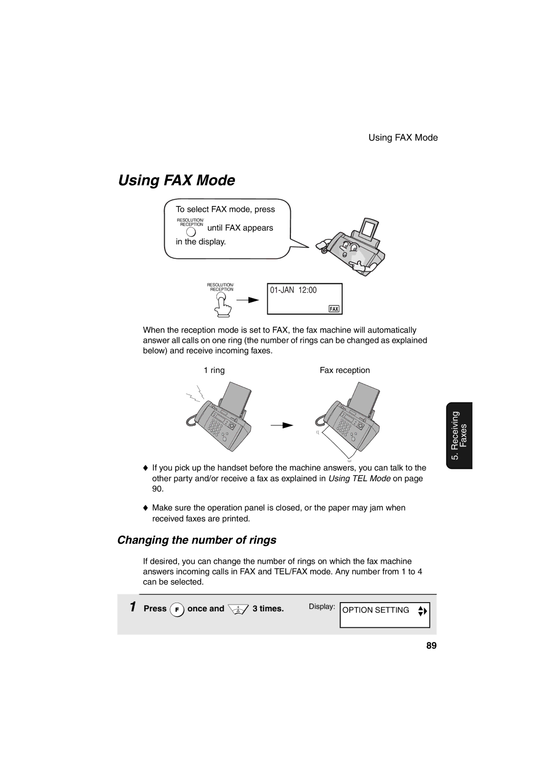 Sharp UX-BS60 operation manual Using FAX Mode, Changing the number of rings 