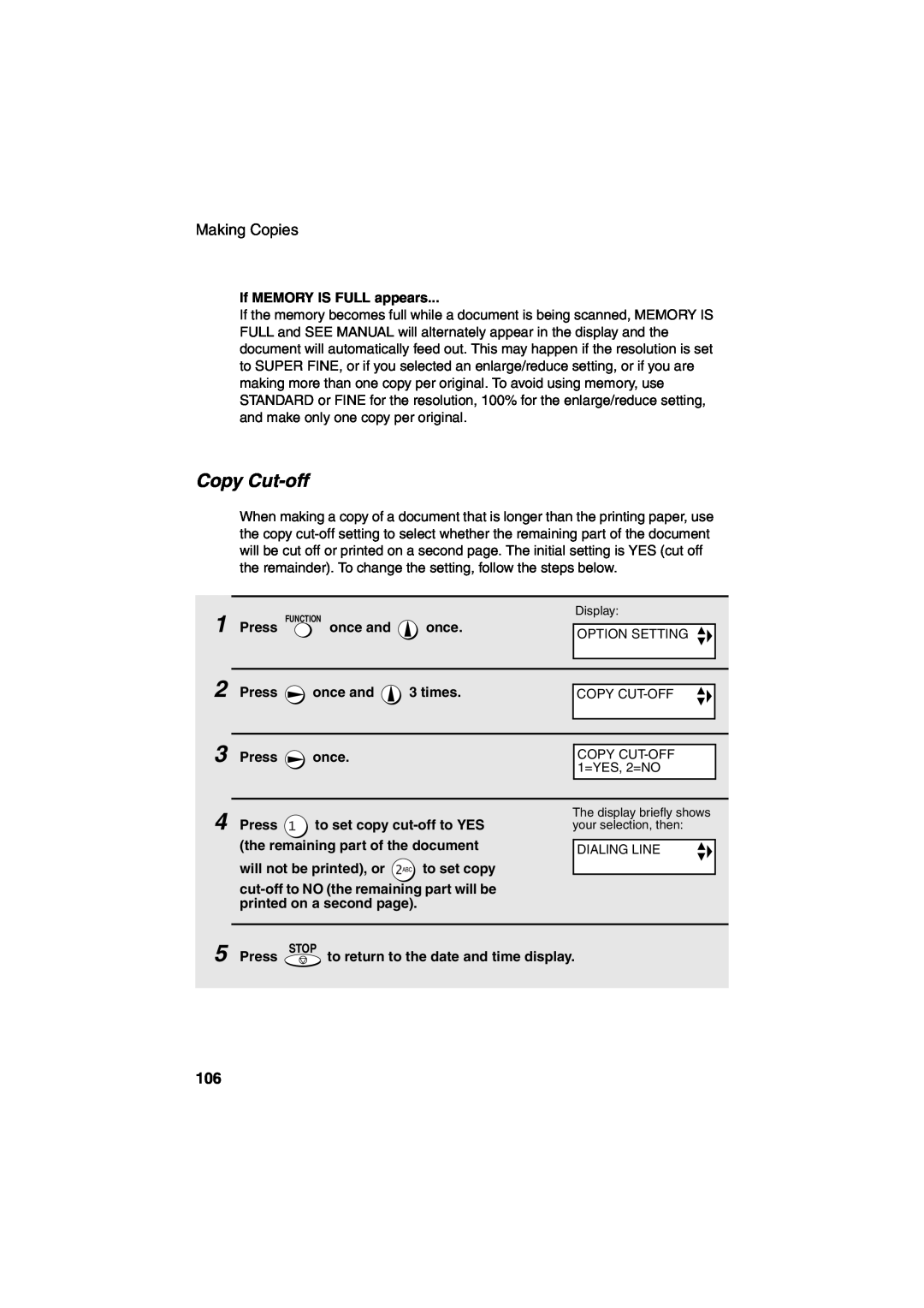 Sharp UX-CD600 operation manual Copy Cut-off, Making Copies 