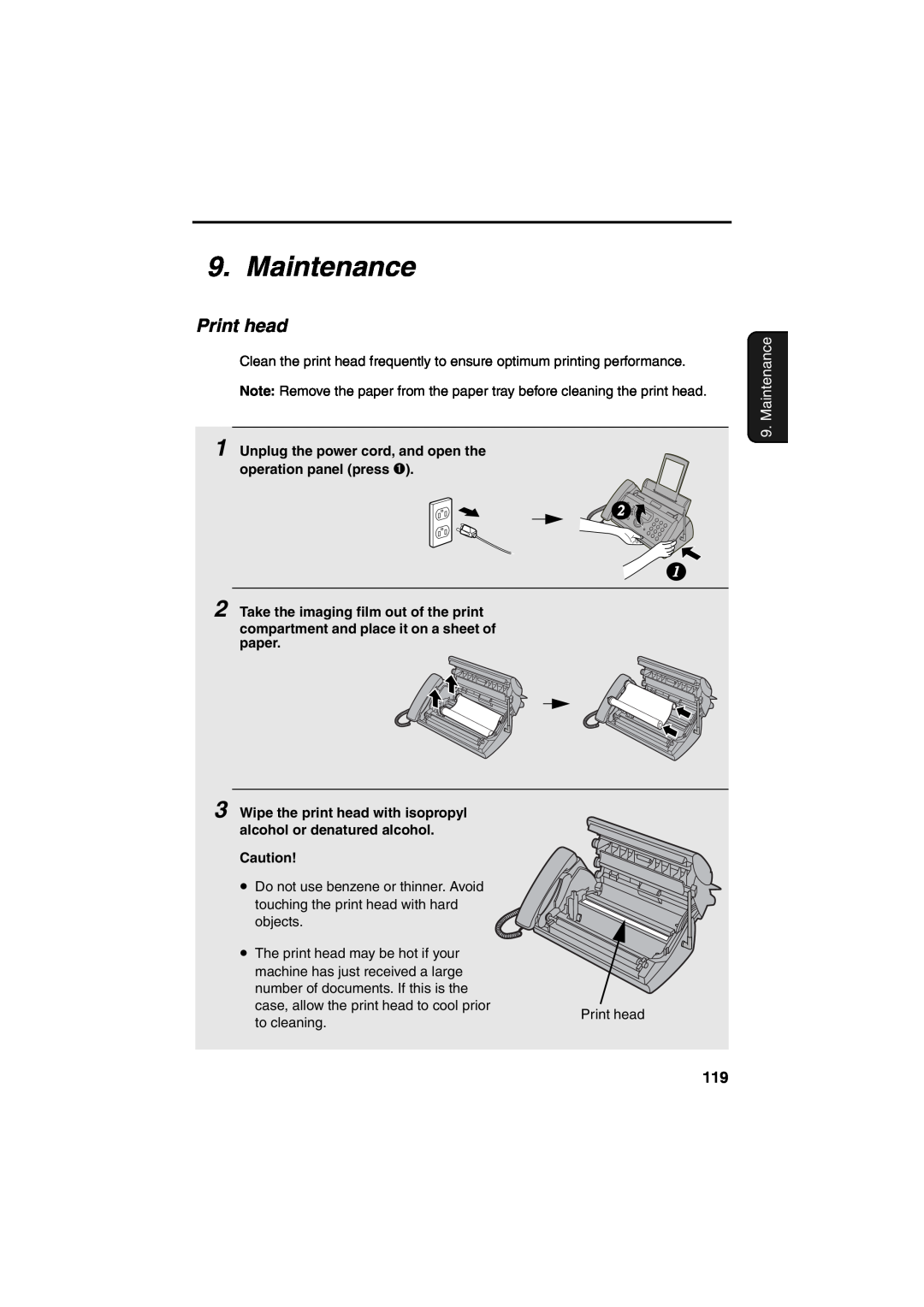 Sharp UX-CD600 operation manual Maintenance, Print head 