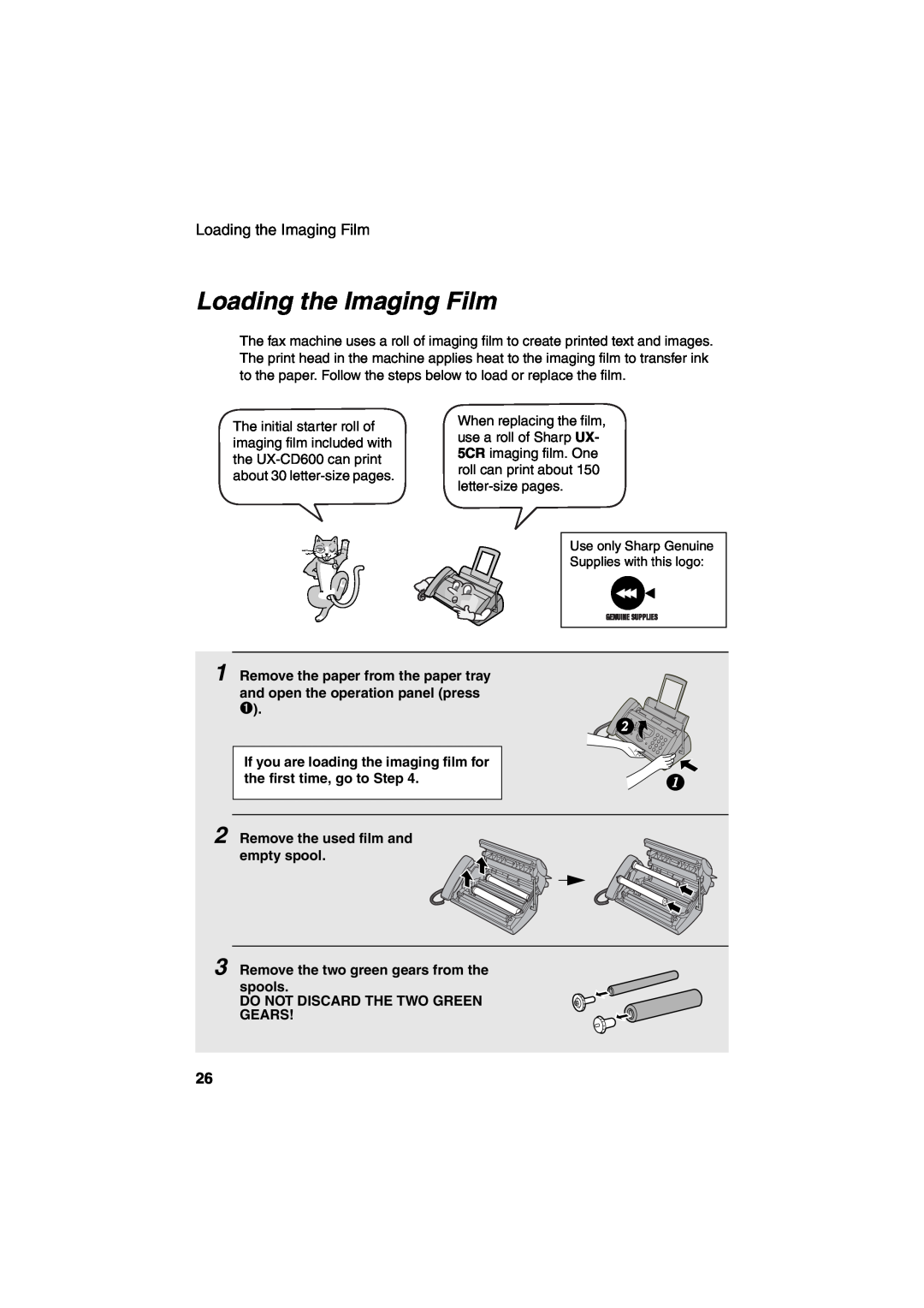 Sharp UX-CD600 operation manual Loading the Imaging Film 