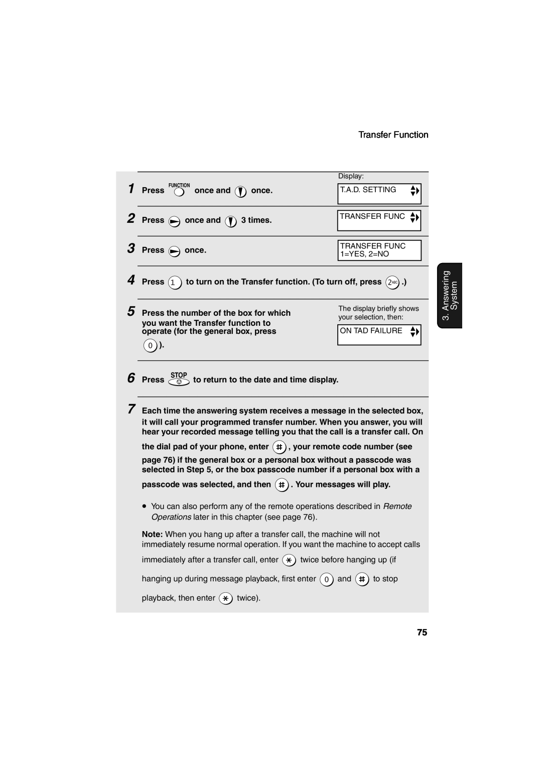 Sharp UX-CD600 operation manual Answering, System, immediately after a transfer call, enter twice before hanging up if 