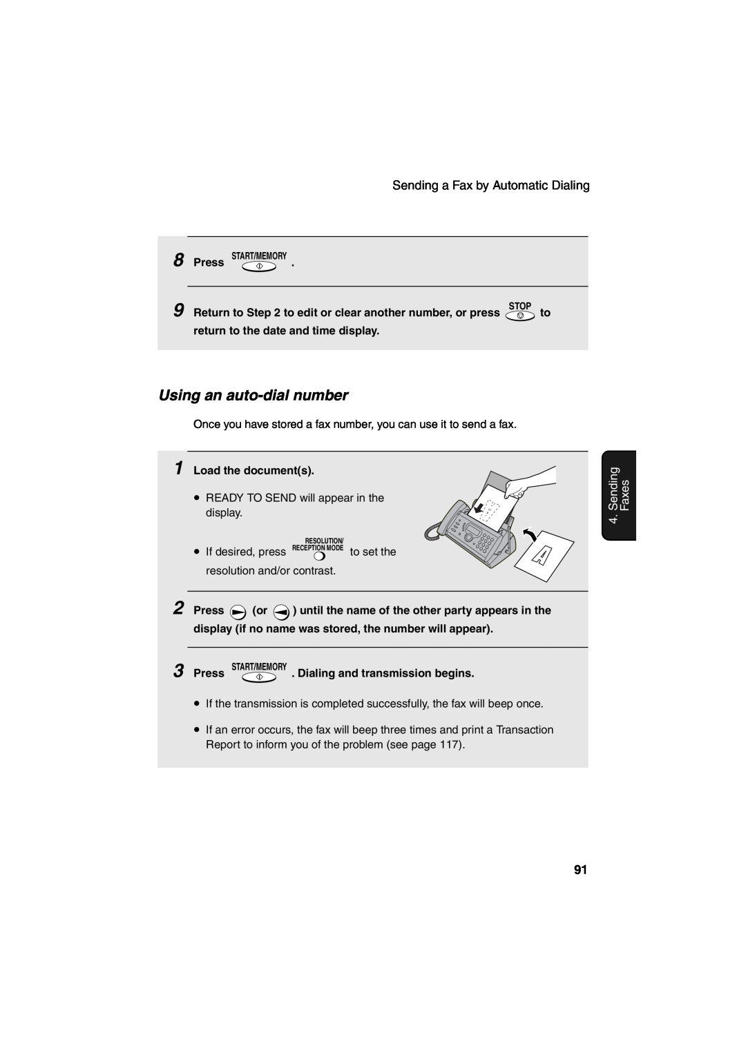 Sharp UX-CD600 operation manual Using an auto-dial number, Sending a Fax by Automatic Dialing, Faxes 
